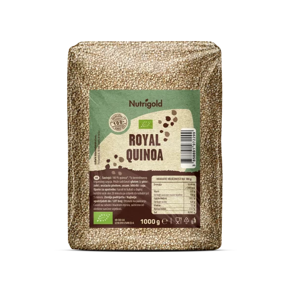 Nutrigold bela kvinoja/quinoa v prozorni plastični embalaži, 1000 g.