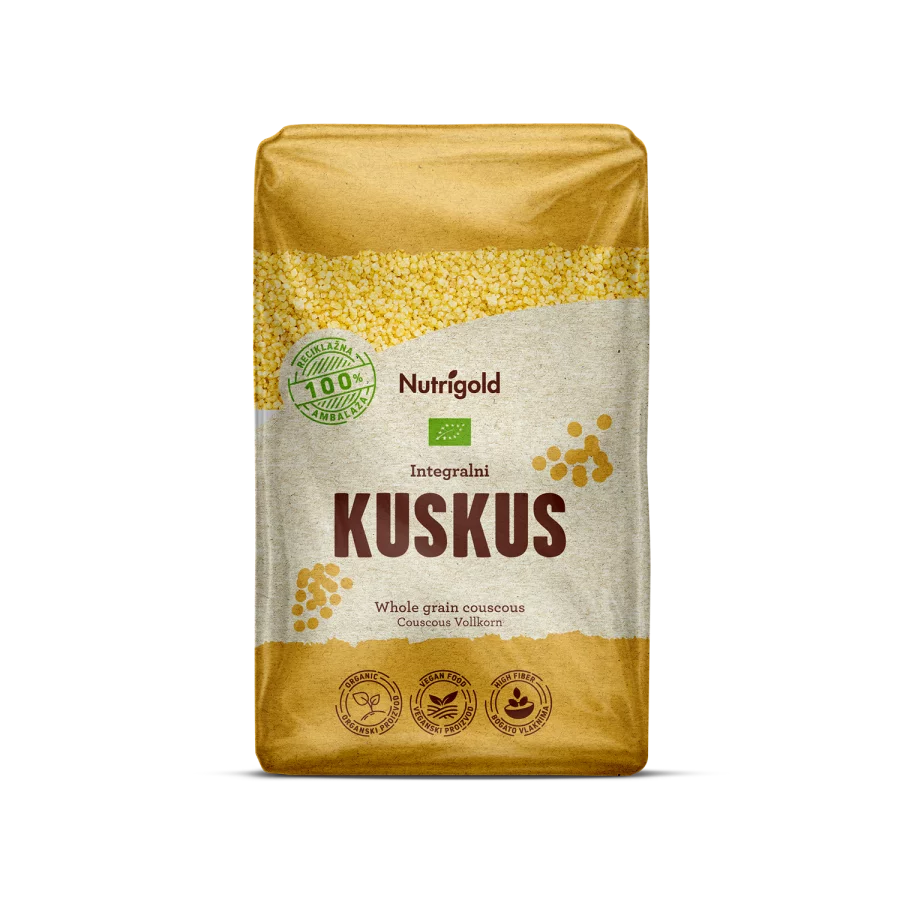 Nutrigold Kus kus integralni - Organski u prozirnoj plastičnoj ambalaži 1kg