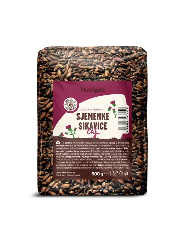 Nutrigold semena pegastega badlja v prozorni plastični embalaži, 500g.