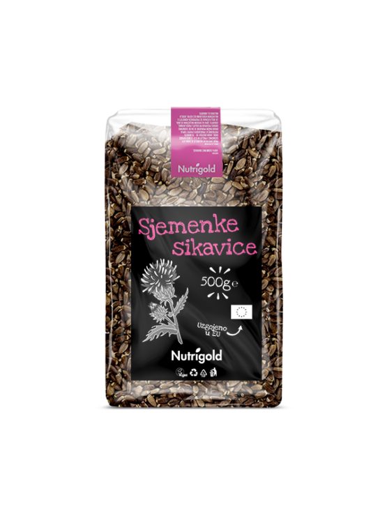 Nutrigold semena pegastega badlja v prozorni plastični embalaži, 500g.