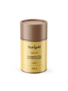 Nutrigold ekološki ingver v prahu v rjavi valjkasti embalaži, 100g.