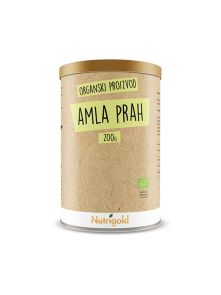 Nutrigold ekološka amla (amalaki) v prahu v valjkasti rjavi kartonski embalaži, 200g.