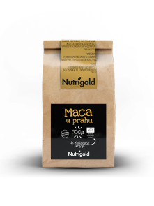 Nutrigold ekološka maca v prahu v rjavi papirnati embalaži, 500g.