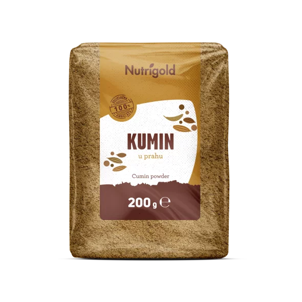 Nutrigold kumin v prahu v prozorni platični embalaži, 200g.