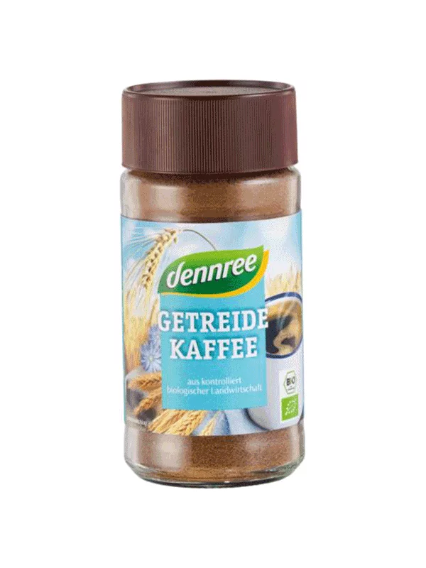 Dennree ekološka kava iz ječmena in cikorije v kozarcu, 100g.