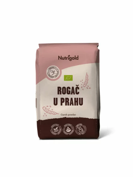Nutrigold rožič v prahu v rjavi papirnati embalaži, 500g.