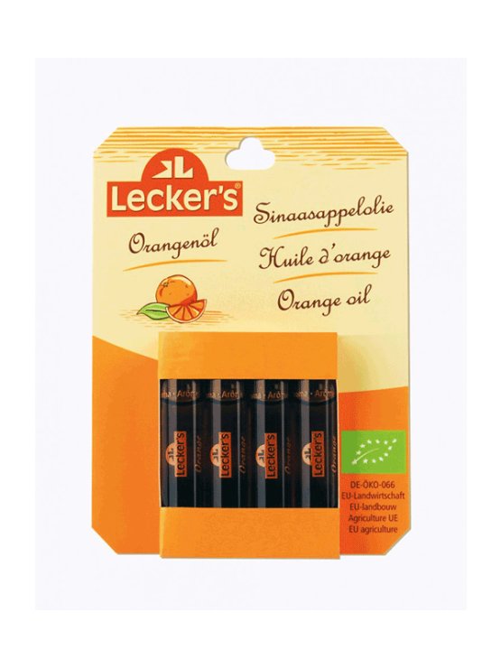 Lecker's pomarančno olje hladno stiskano ekološko v embalaži 4x2ml