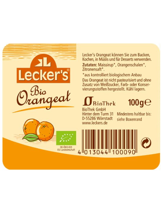 Lecker's kandirana pomarančna lupinica ekološka vc embalaži 100g
