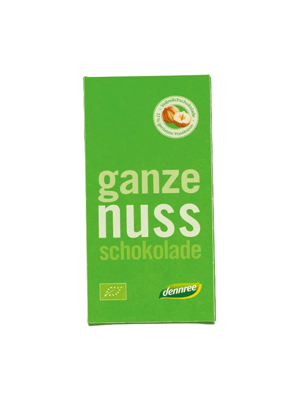 Dennree čokolada s celimi lešniki ekološka  v embalaži 100g