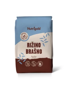 Nutrigold riževa moka v rjavi papirnati embalaži, 1000g.