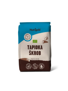 Nutrigold ekološki tapiokin škrob v rjavi papirnati embalaži, 500g.