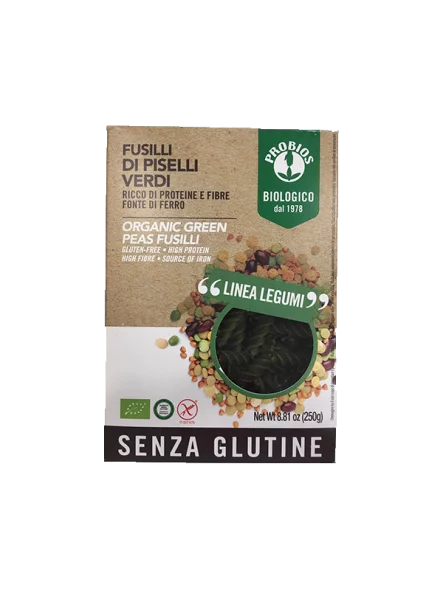 Probios ekološke testenine iz graha v obliki svedrov v kartonski embalaži, 250g.