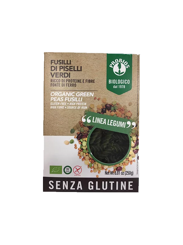 Probios ekološke testenine iz graha v obliki svedrov v kartonski embalaži, 250g.