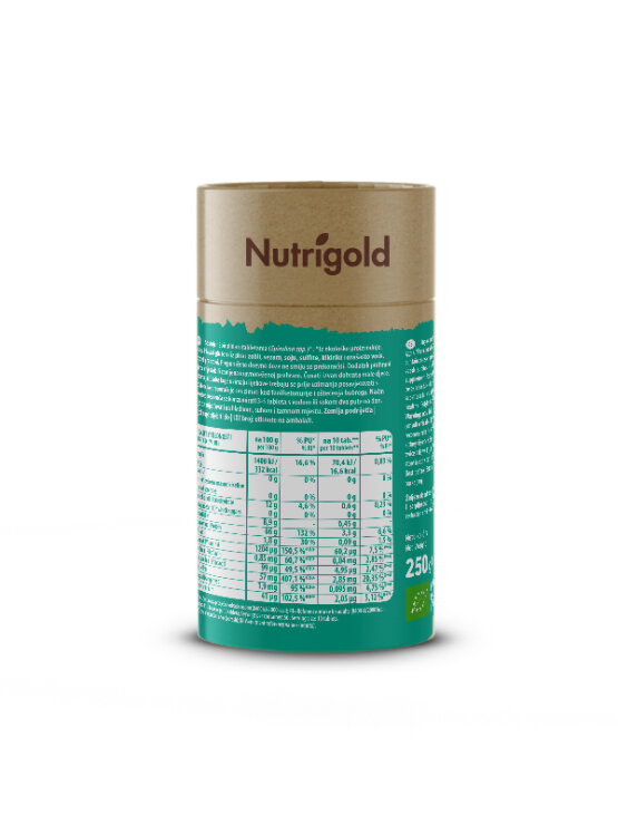 Nutrigold ekološka spirulina v tabletah v rjavi valjkasti embalaži, 250g.