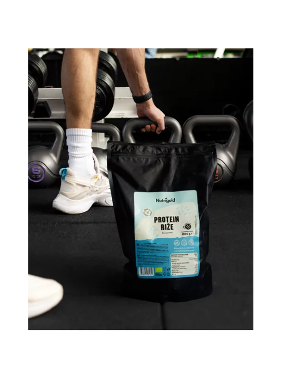 Nutrigold ekološke riževe beljakovine v plastični embalaži, 1000g.