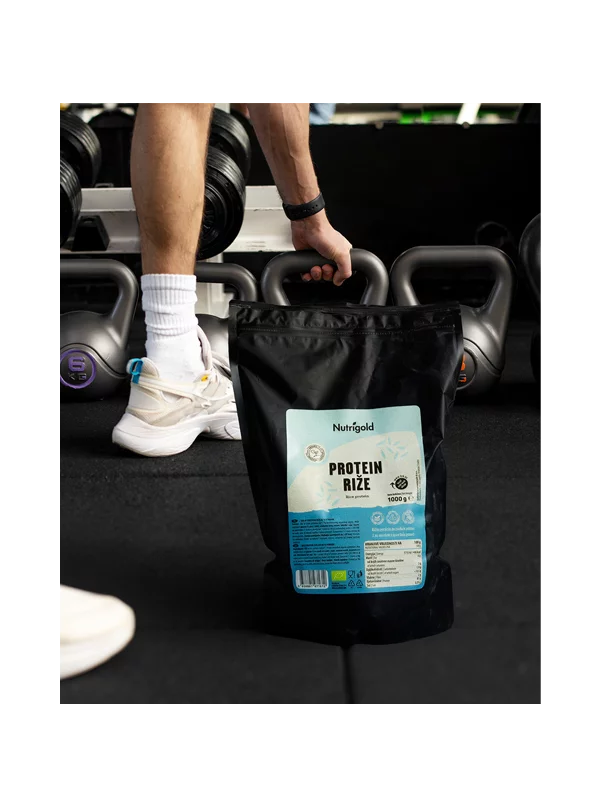Nutrigold ekološke riževe beljakovine v plastični embalaži, 1000g.