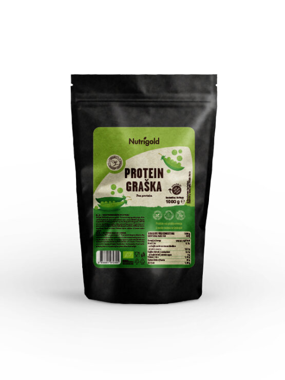 Nutrigold ekološke grahove beljakovine v plastični embalaži, 1000g.