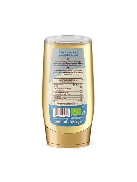 Nutrigold ekološki rižev sirup v steklenoj embalaži, 350g.