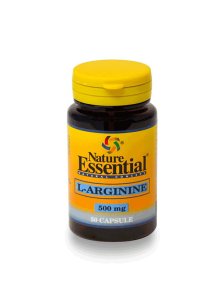 Nature Essential L-arginin 500mg v plastični embalaži, 50 kapsul.