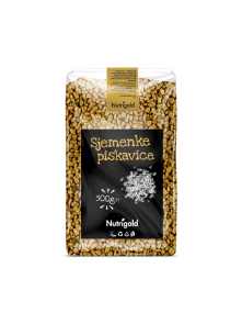 Nutrigold semena grškega sena v prozorni plastični embalaži, 500g.