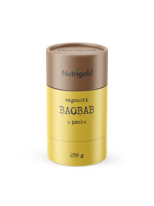 Ekološki Baobab v prahu v 250 gramski rumeni valjkasti embalaži