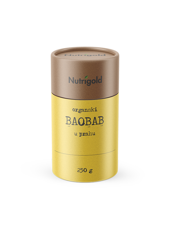 Ekološki Baobab v prahu v 250 gramski rumeni valjkasti embalaži