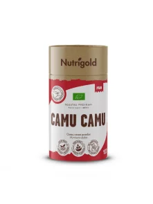 Nutrigold ekološki camu camu v prahu v rdeči 100 gramski embalaži.