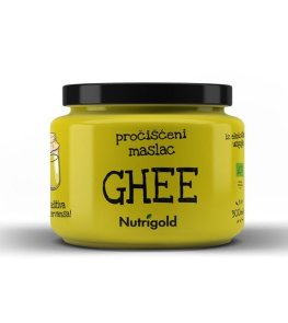 Nutrigold ghee maslo v 300 mililitrskem kozarcu.