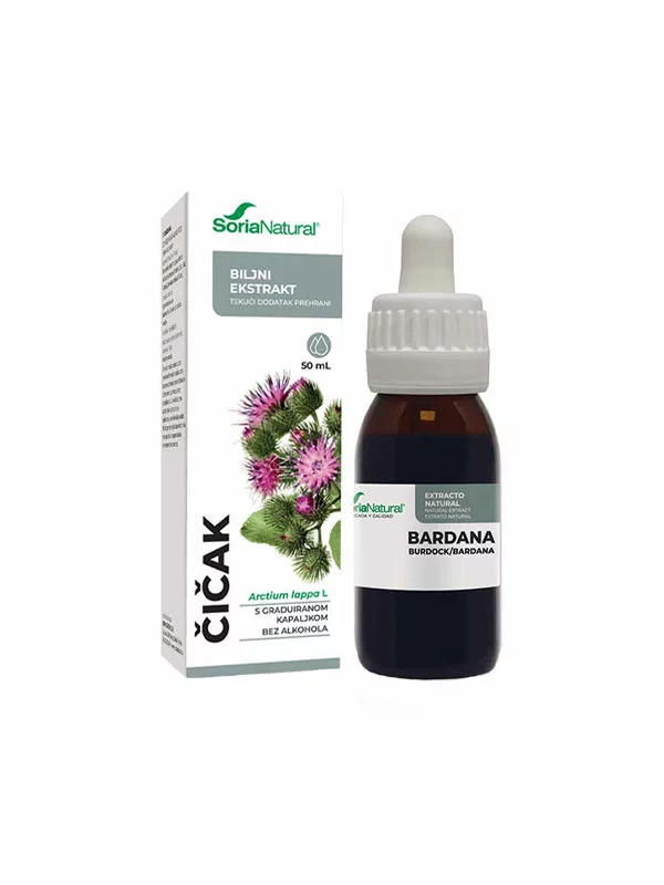 Soria Natural kapljice z naravnim izvlečkom navadnega repinca v steklenički, 50ml.