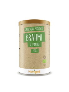 Nutrigold Brahmi v prahu v rjavi embalaži.