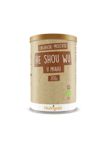 Nutrigold ekološki He Shou Wu v prahu v 200 gramski rjavi embalaži.