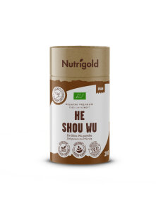 Nutrigold ekološki He Shou Wu v prahu v 200 gramski rjavi embalaži.