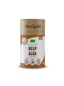 Nutrigold kelp (kombu) alga v prahu v rjavi embalaži, 250g.