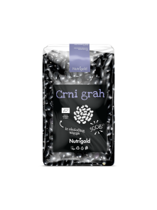 Nutrigold ekološki črni fižol v 500 gramski prozorni plastični embalaži.