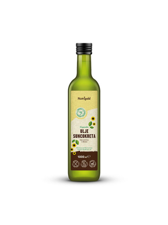 Nutrigold ekološko sončnično olje brez vonja in okusa v steklenici, 1000ml