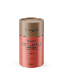 Nutrigold cejlonski cimet v 100 gramski rjavi embalaži.