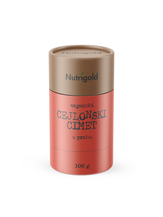 Nutrigold cejlonski cimet v 100 gramski rjavi embalaži.