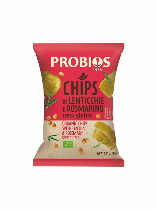 Probios ekološki čips z lečo in rožmarinom v plastični embalaži, 40g.