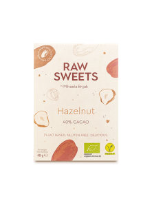 Raw sweets by Mihaela presna kakav ploščica z okusom lešnika kakava v kartonski embalaži, 48g