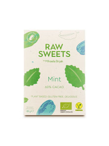 Raw sweets by Mihaela presna  kakav ploščica s poprovo meto v kartonski embalaži, 48g.