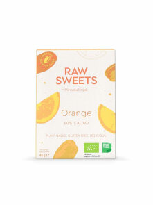 Raw sweets by Mihaela presna  kakav ploščica s pomarančo v kartonski embalaži, 48g.