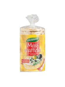 Dennree ekološki vaflji brez soli v prozorni plastični embalaži, 120g.