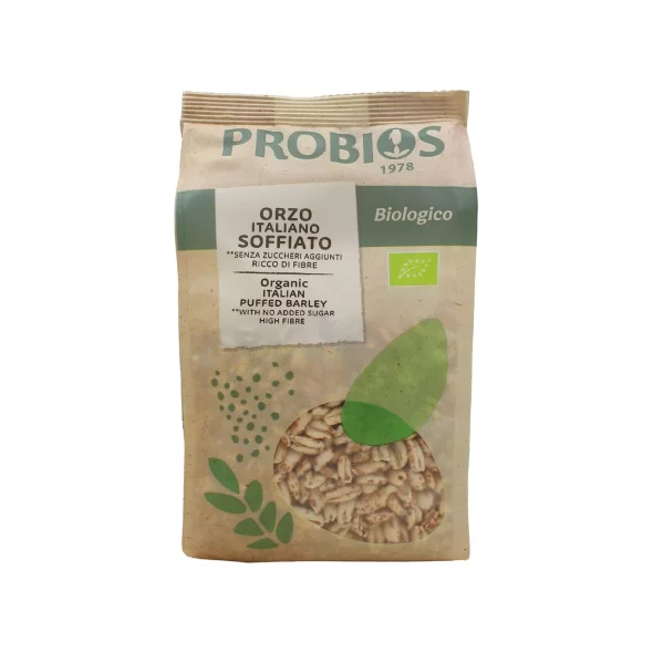 Probios ekološki ječmenovi napihnjenci v prozorni plastični embalaži, 125g.