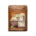 Nutrigold ekološka rjava leča v prozorni plastični embalaži, 500g.