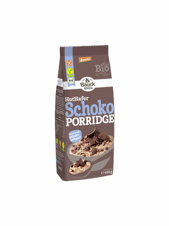 BauckHof ekološka čokoladni ovsena kaša brez glutena v plastični embalaži, 400g.