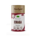 Nutrigold ekološka čaga (brezin luknjač) v prahu v 150 gramski rjavi embalaži.