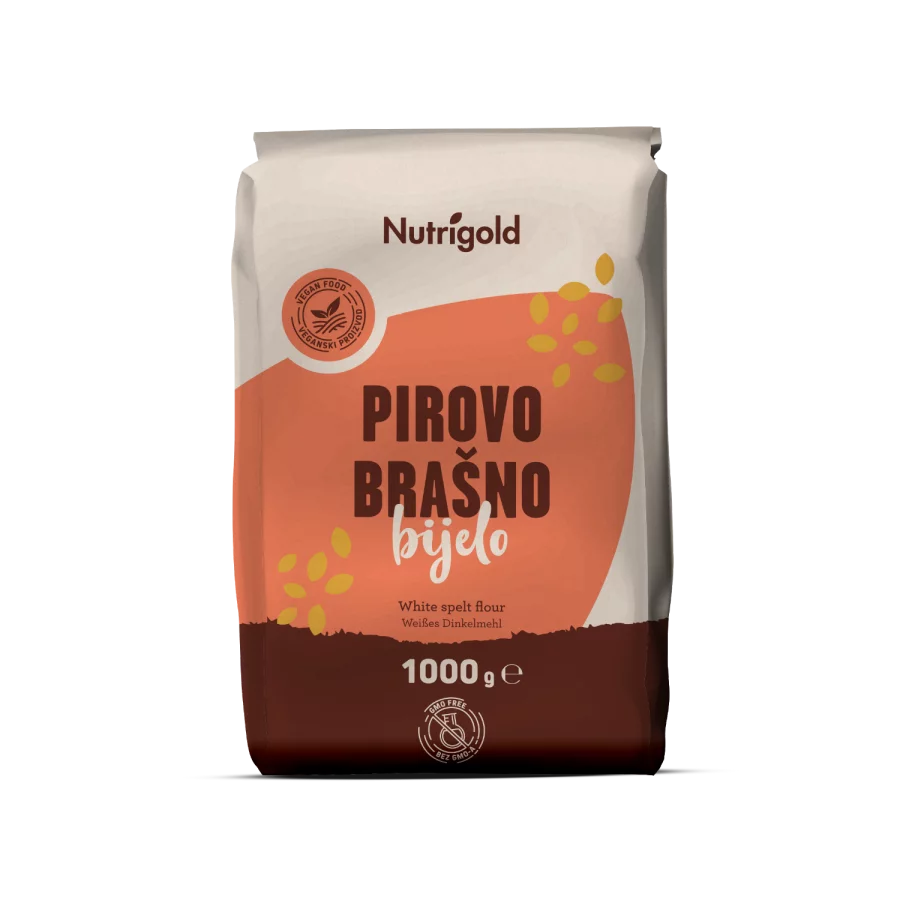 Nutrigold bela pirina moka v rjavi papirnati embalaži, 1000 g.