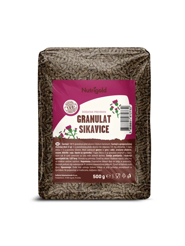 Granulat pegastega badlja Nutrigold v 500 gramski embalaži