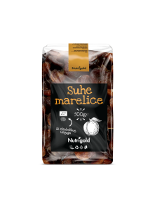 Nutrigold ekološke sušene marelice v prozorni plastični embalaži, 500g.