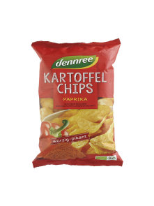 Dennree ekološki čips z okusom paprike v plastični embalaži, 125g.